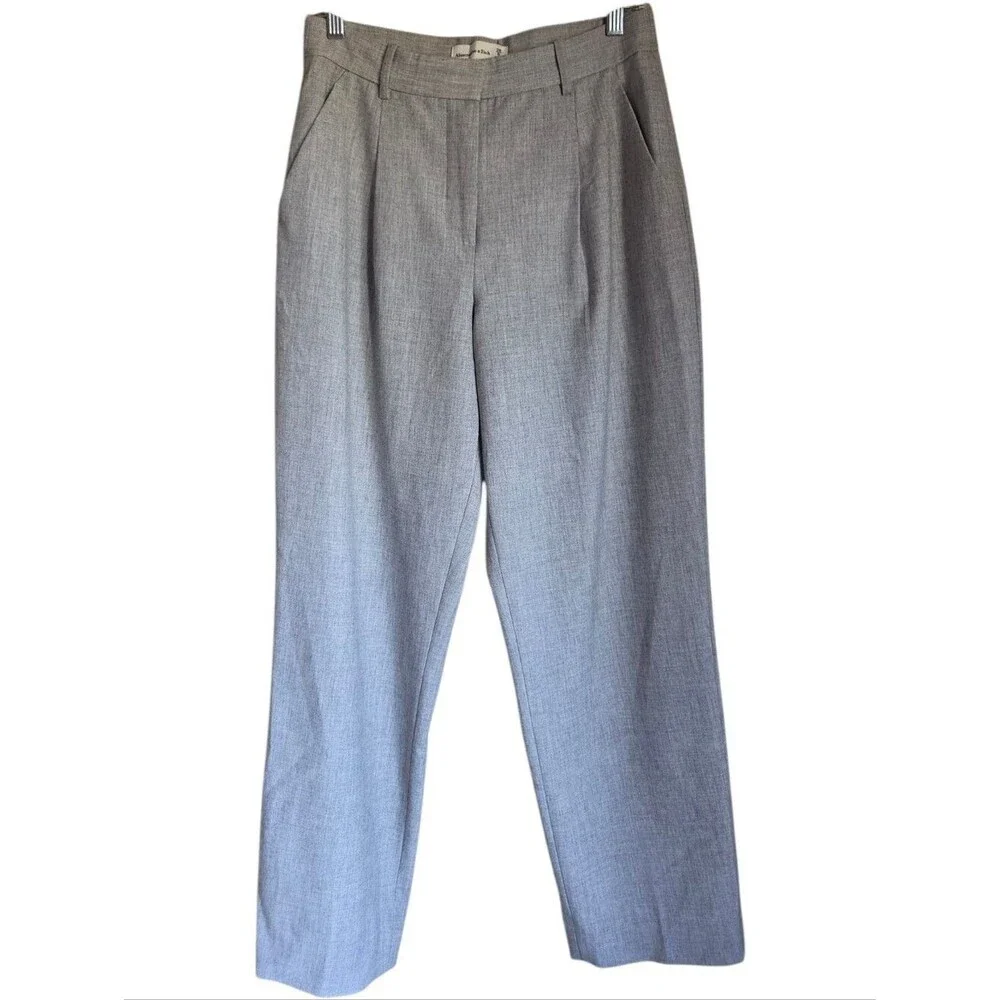 ​abercrombie & fitch curve love high rise pleated ankle trousers grey size 6